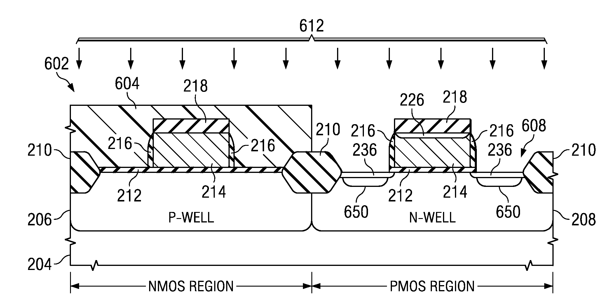Method to improve transistor tox using si recessing with no additional masking steps