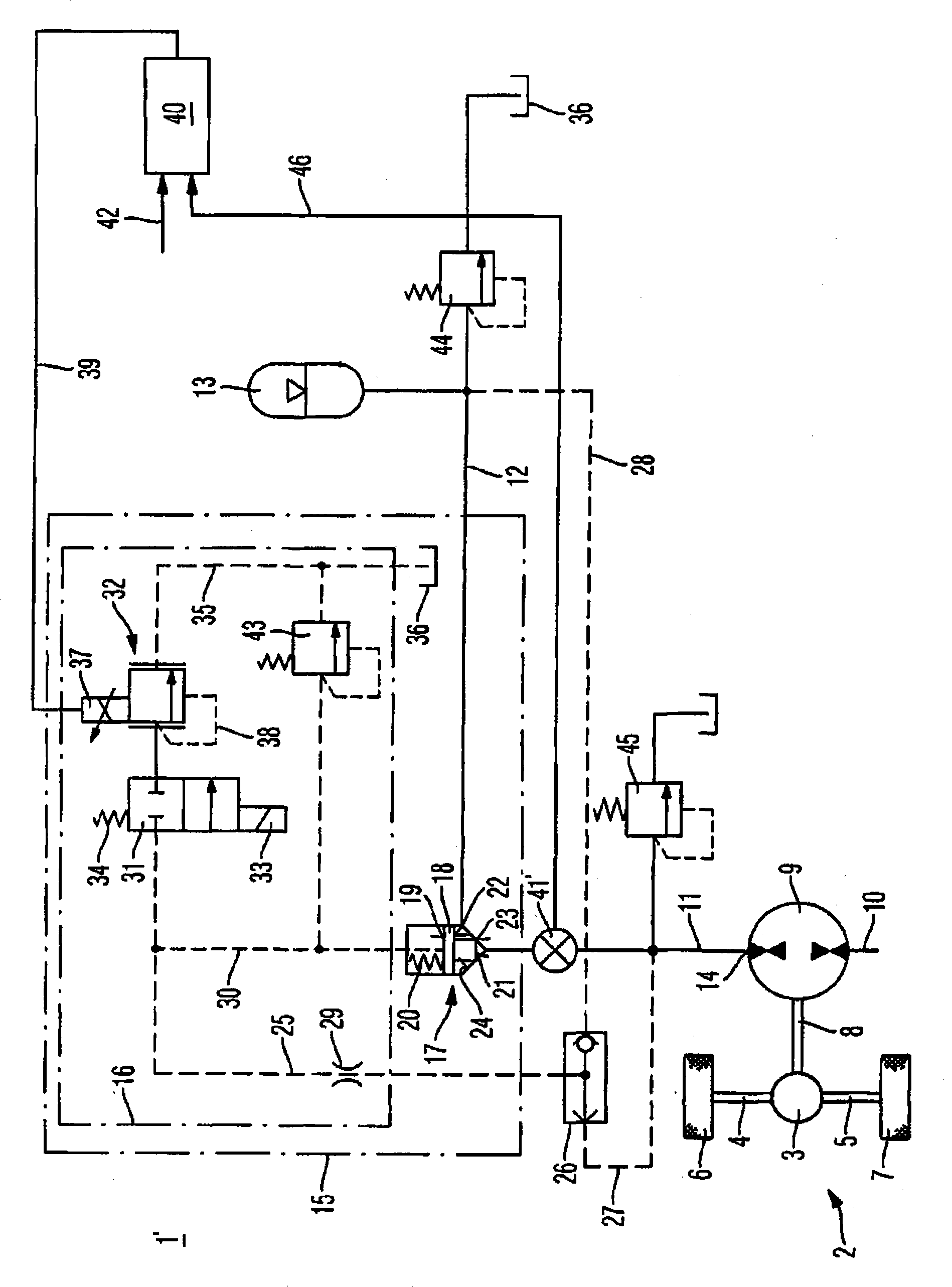 Drive with an energy recovery function having a brake pressure control valve