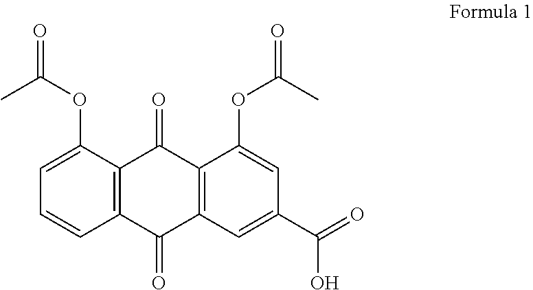 Combined pharmaceutical formulation containing diacerein