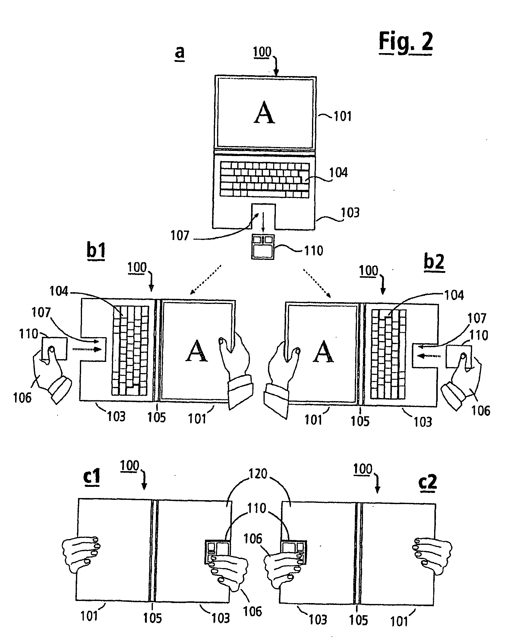 Input device for portable digital computers and portable digital computer with a multi-functional mouse