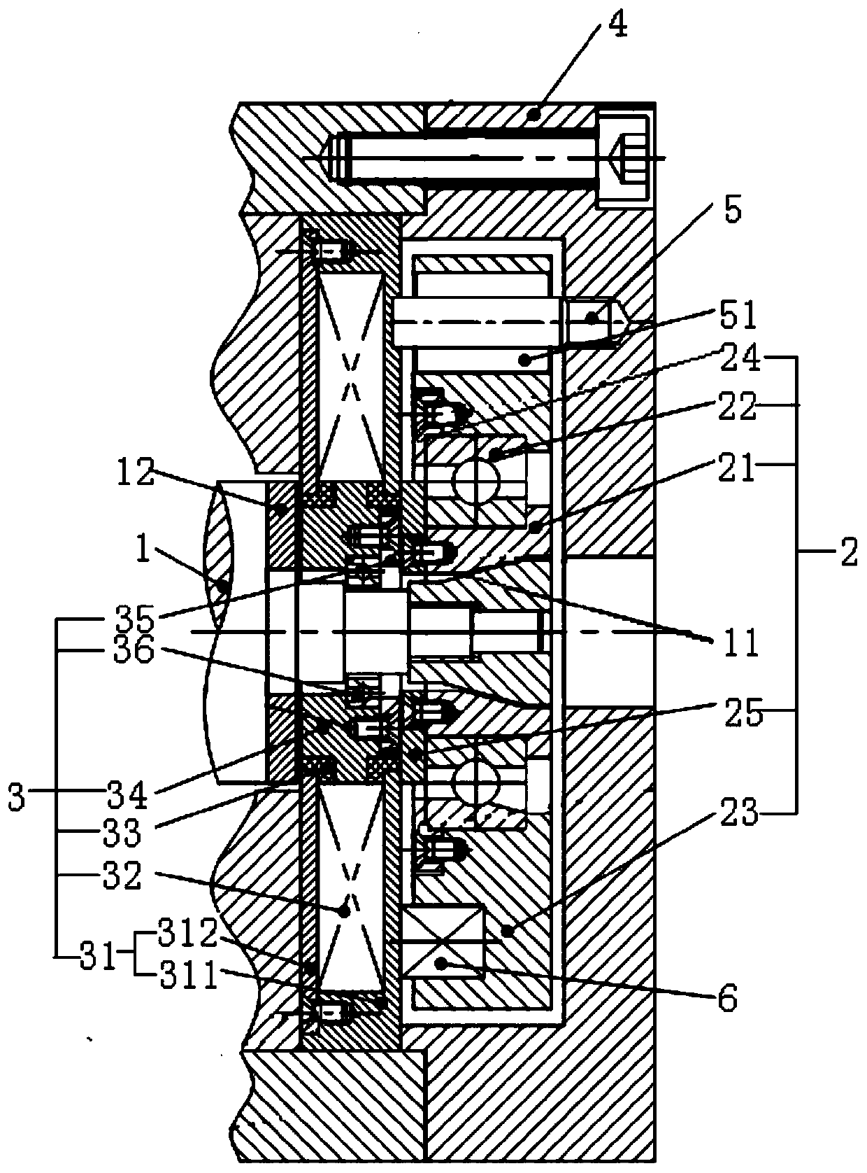 Integrated electromagnetic protective bearing device