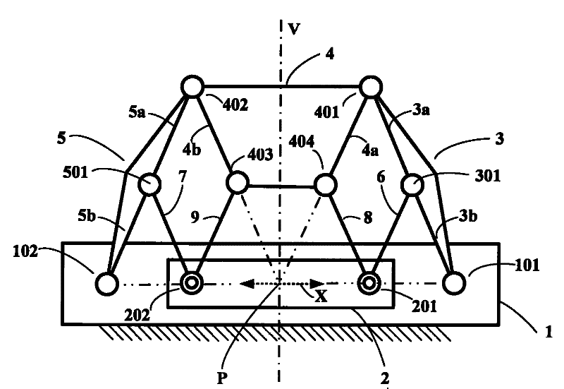 Rectilinear translation planar nine-bar mechanism and method for constructing a rectilinear translation motion mechanism