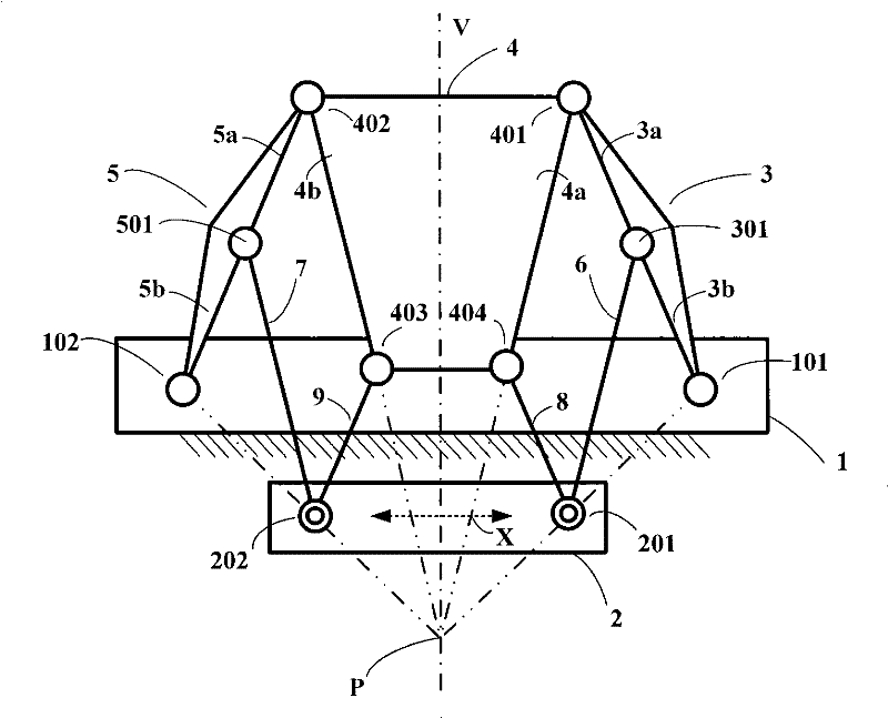 Rectilinear translation planar nine-bar mechanism and method for constructing a rectilinear translation motion mechanism