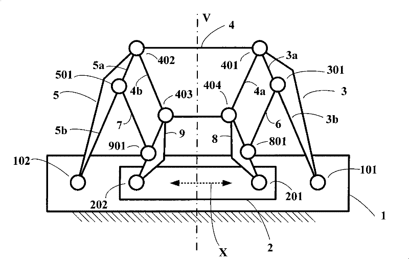 Rectilinear translation planar nine-bar mechanism and method for constructing a rectilinear translation motion mechanism