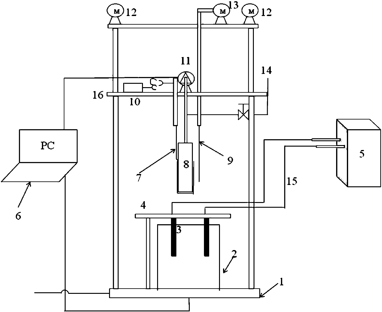 Simulation device for solidification of molten steel in continuous casting crystallizer under function of electric pulses
