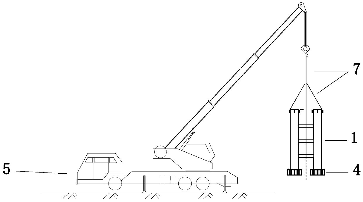Construction method for hoisting platform steel upright post