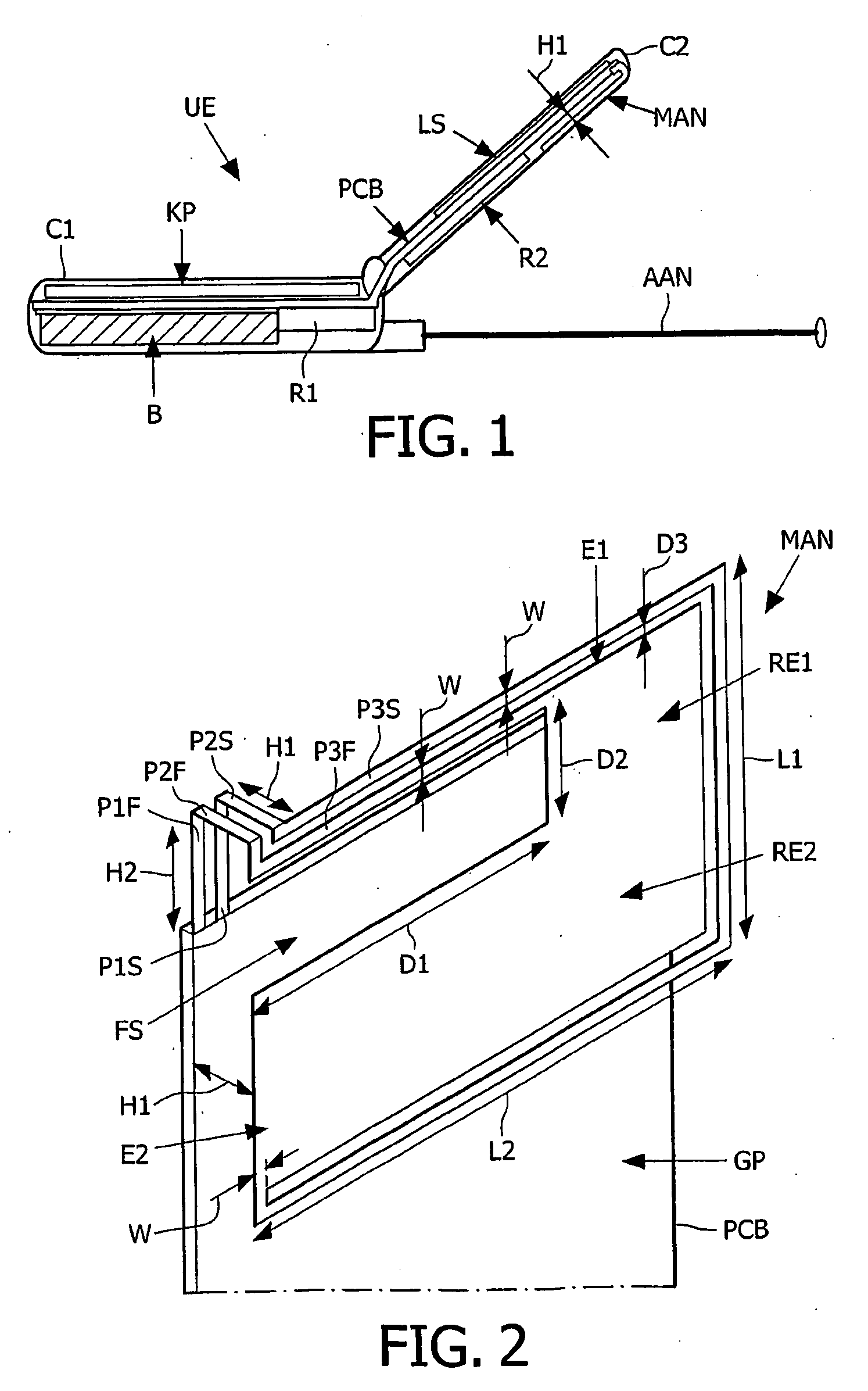 Mobile telephone with a built0in planar television antenna adapted for radiotelephone signal rejections