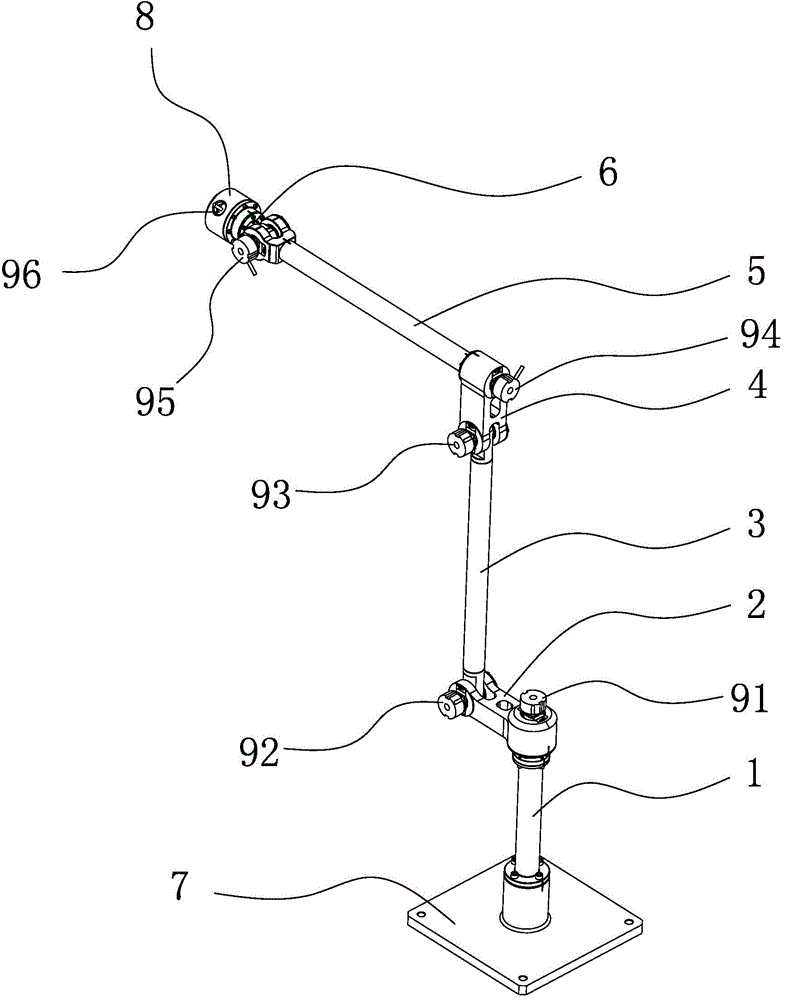 Six-connecting-rod teaching device of six-axis robot