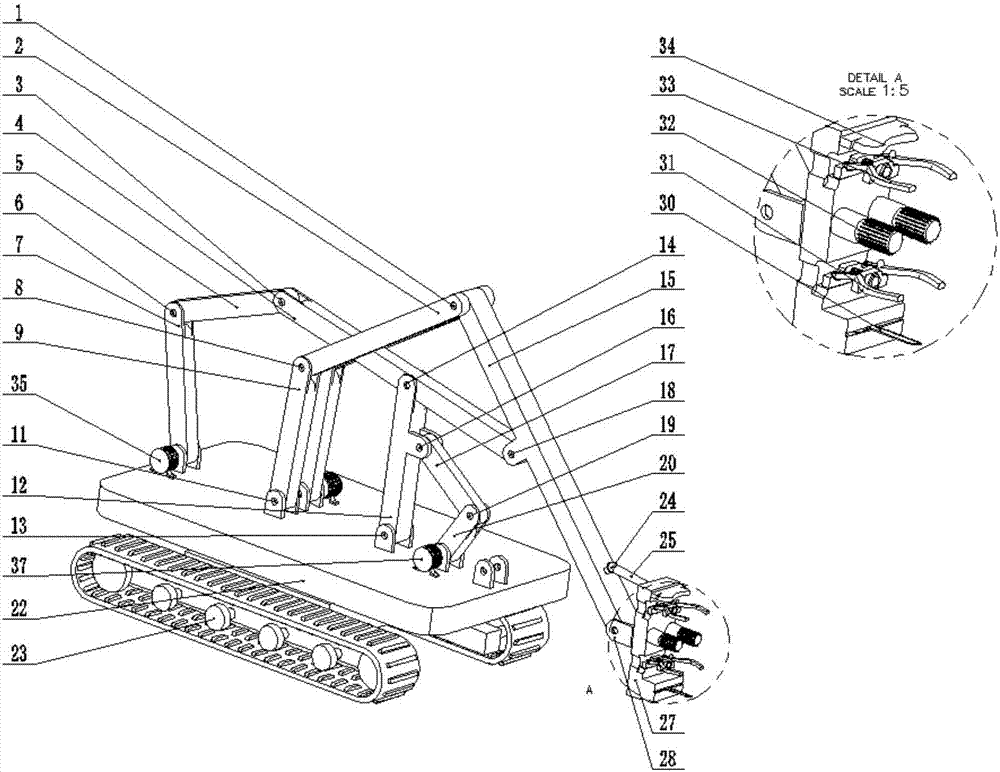 Servo-driven large-space dual-configuration metamorphic-type pruning and cutting robot for trees