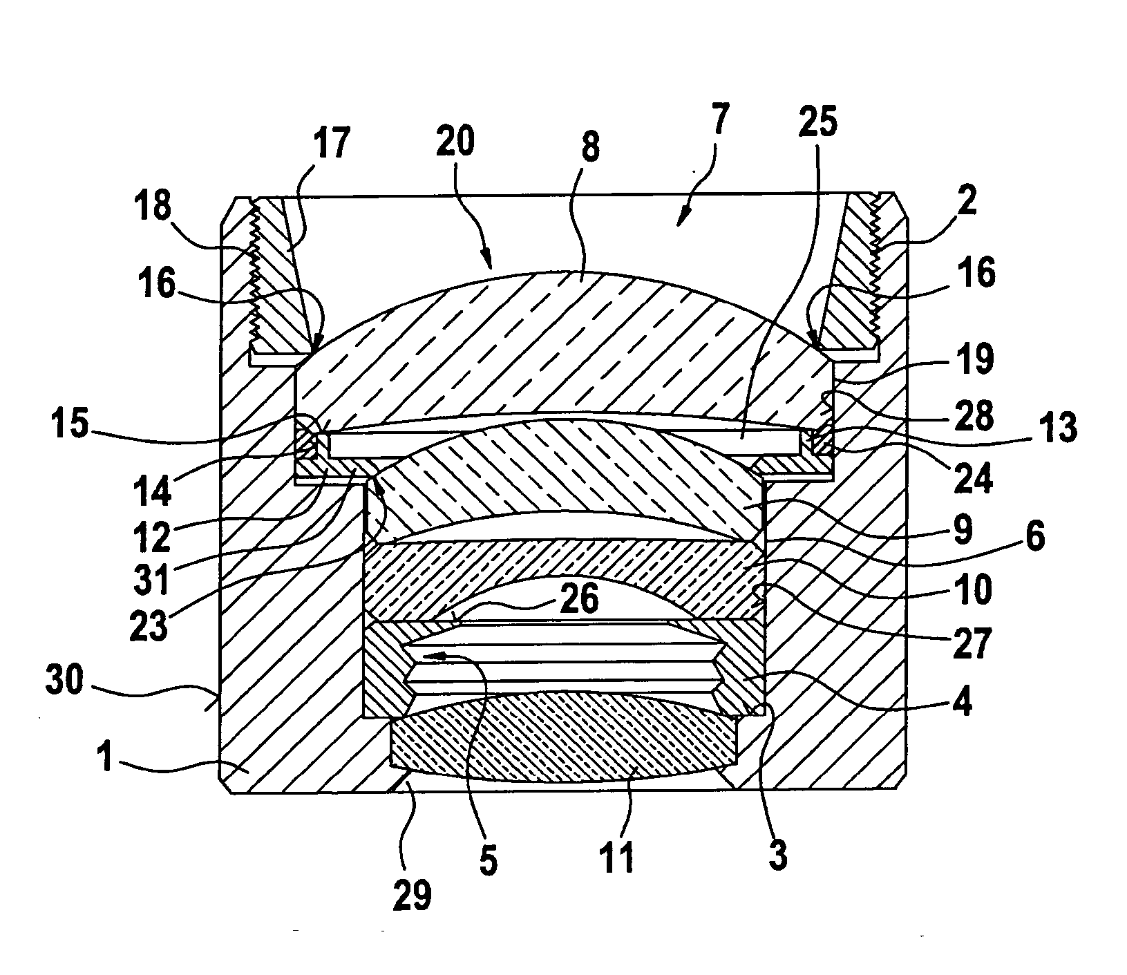 Compound Lens Having a Sealing Configuration Suitable For Motor Vehicles