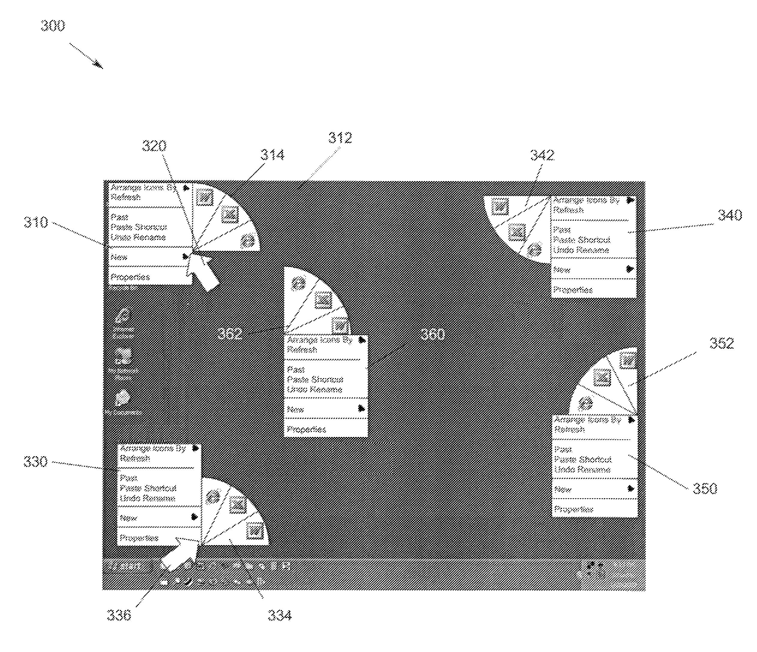 Method, apparatus and program storage device for providing customizable, immediate and radiating menus for accessing applications and actions