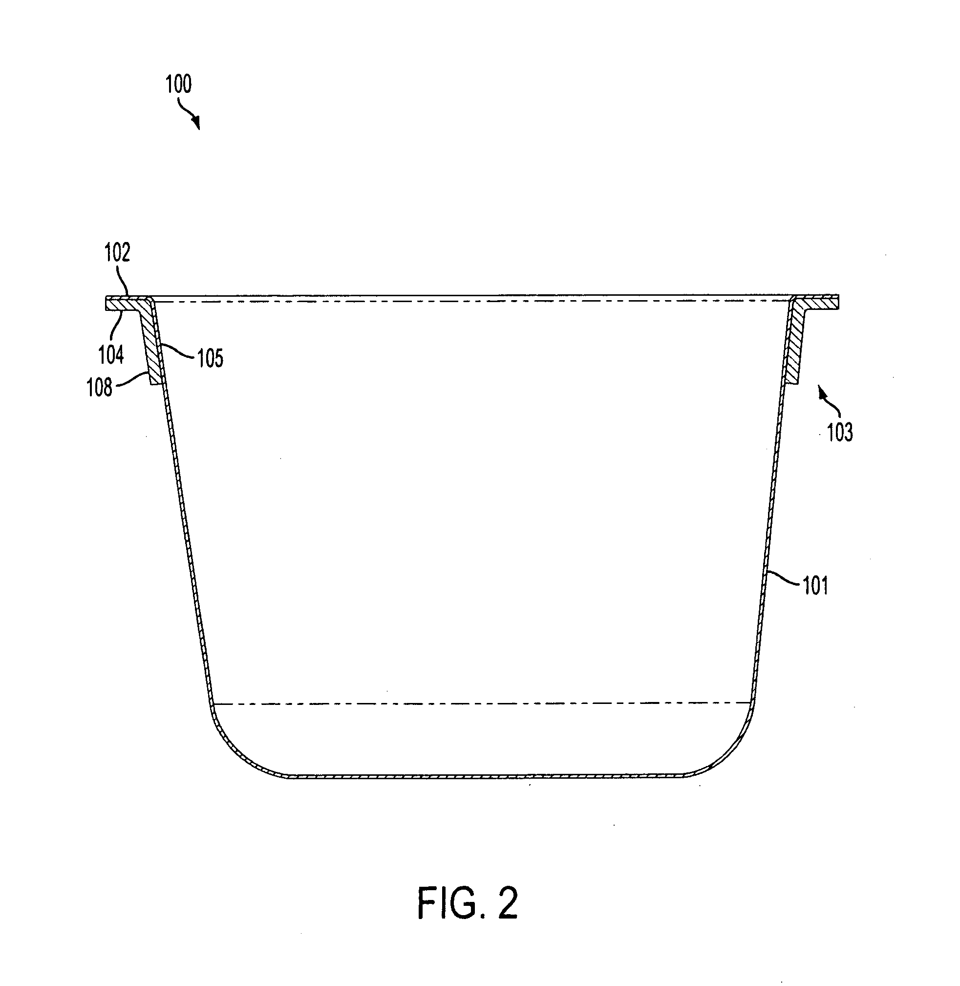 Filtering permeable thermoformed container for beverage-making products with a reinforcement ring