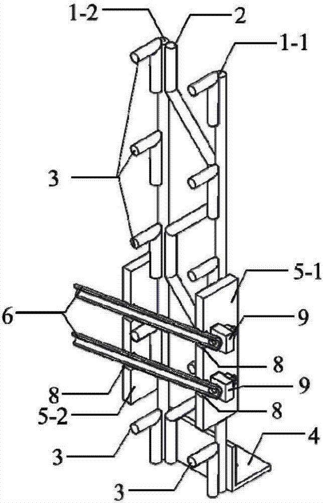 Positioning and connecting device of grid arch frame and feet-lock anchor rods and construction method thereof