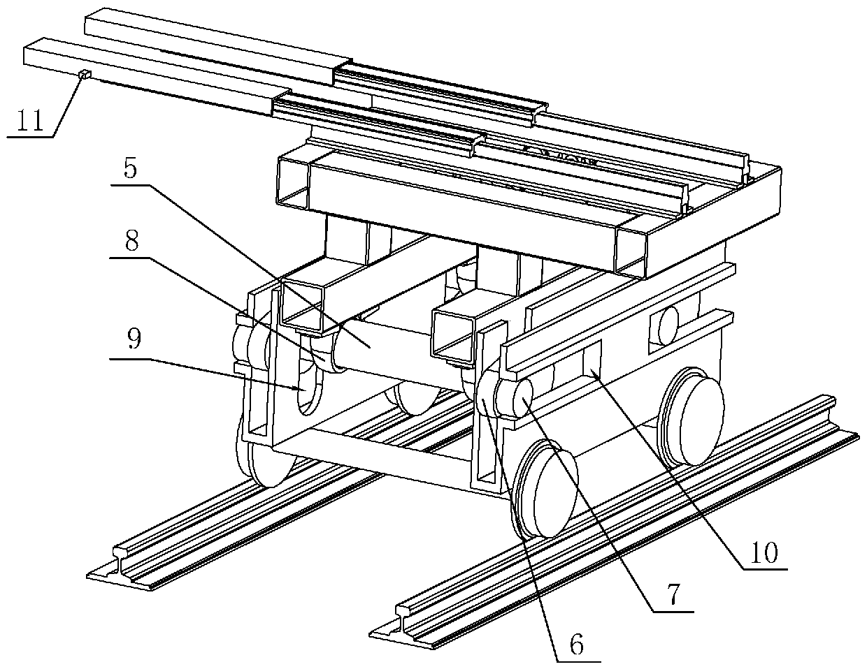 Transfer trolley with fork and working method of transfer trolley