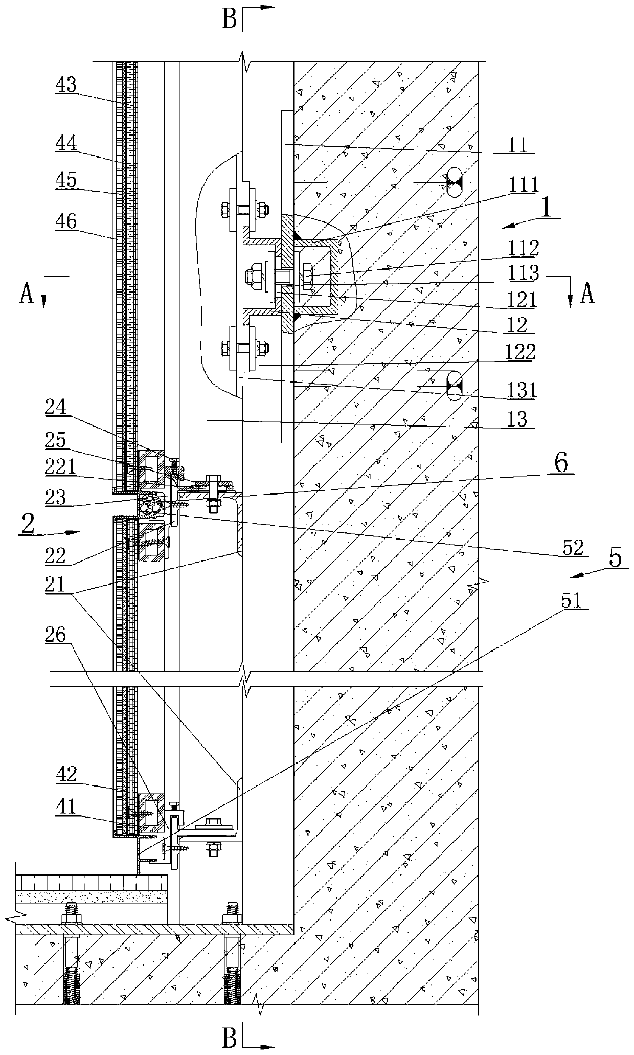 Large-specification energy-saving ceramic plate curtain wall structure and construction method thereof