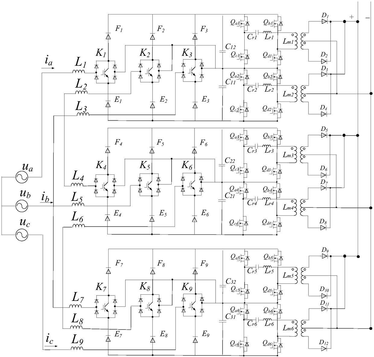 Charge circuit structure with three-phase electric power