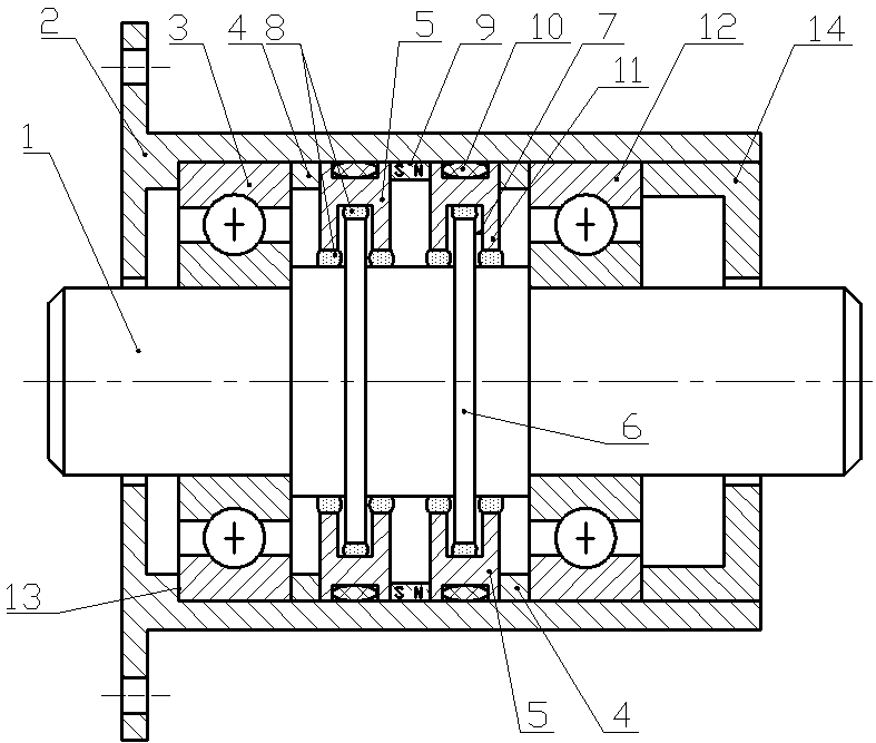 Staggered magnetofluid sealing structure