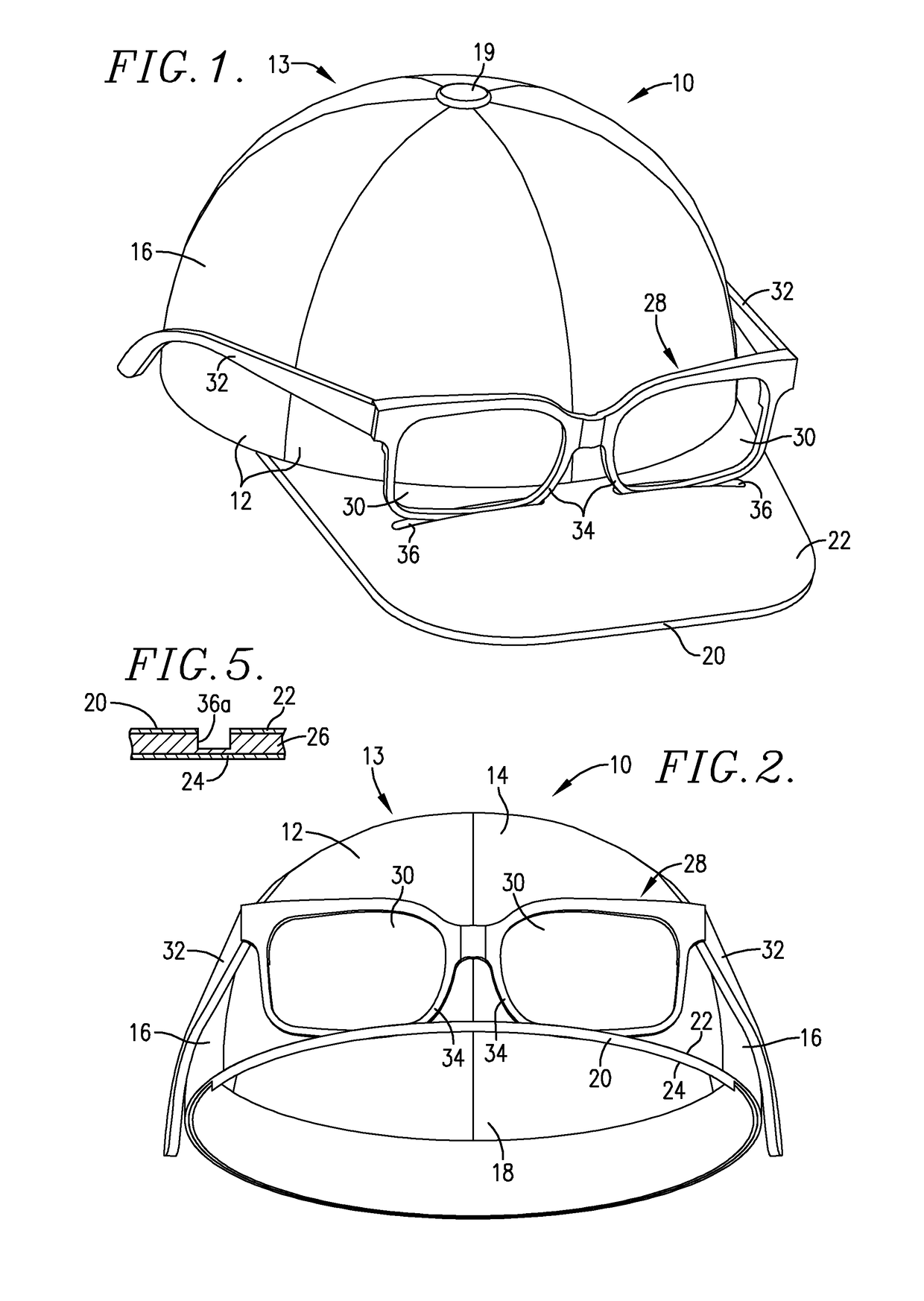 Ball cap with slotted bill for eyeglass retention