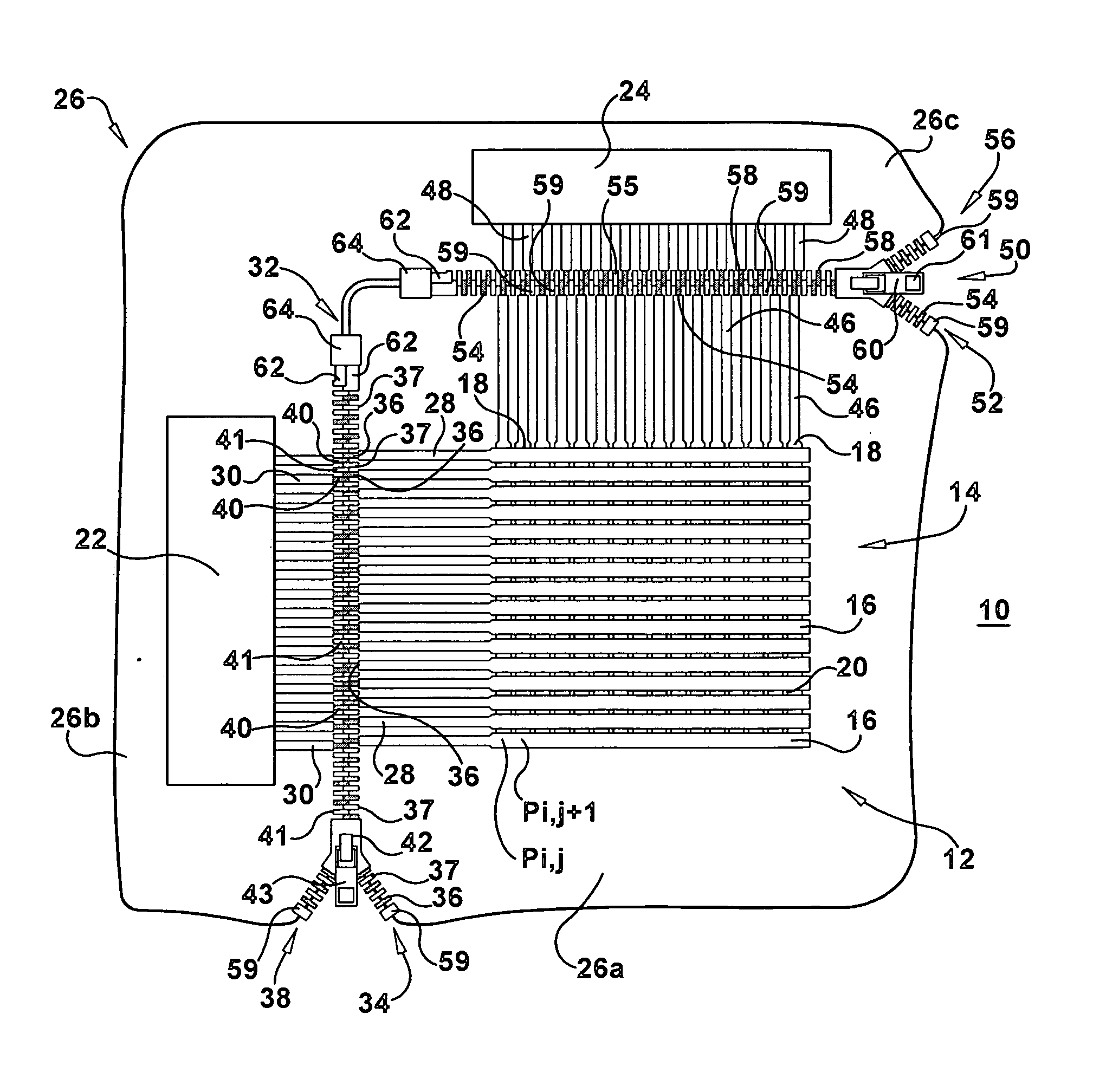 Display device with electrical zipper interconnect