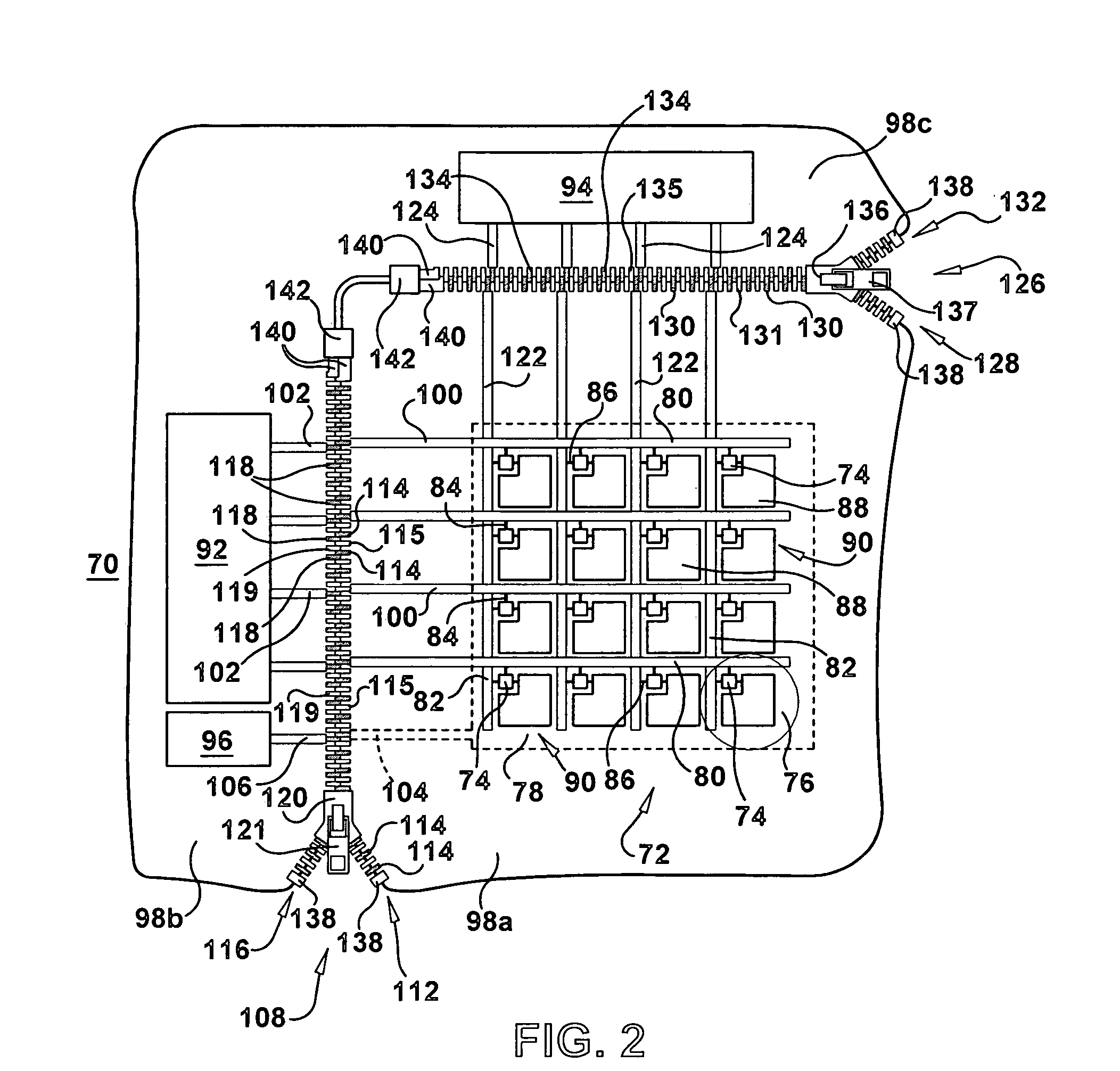 Display device with electrical zipper interconnect