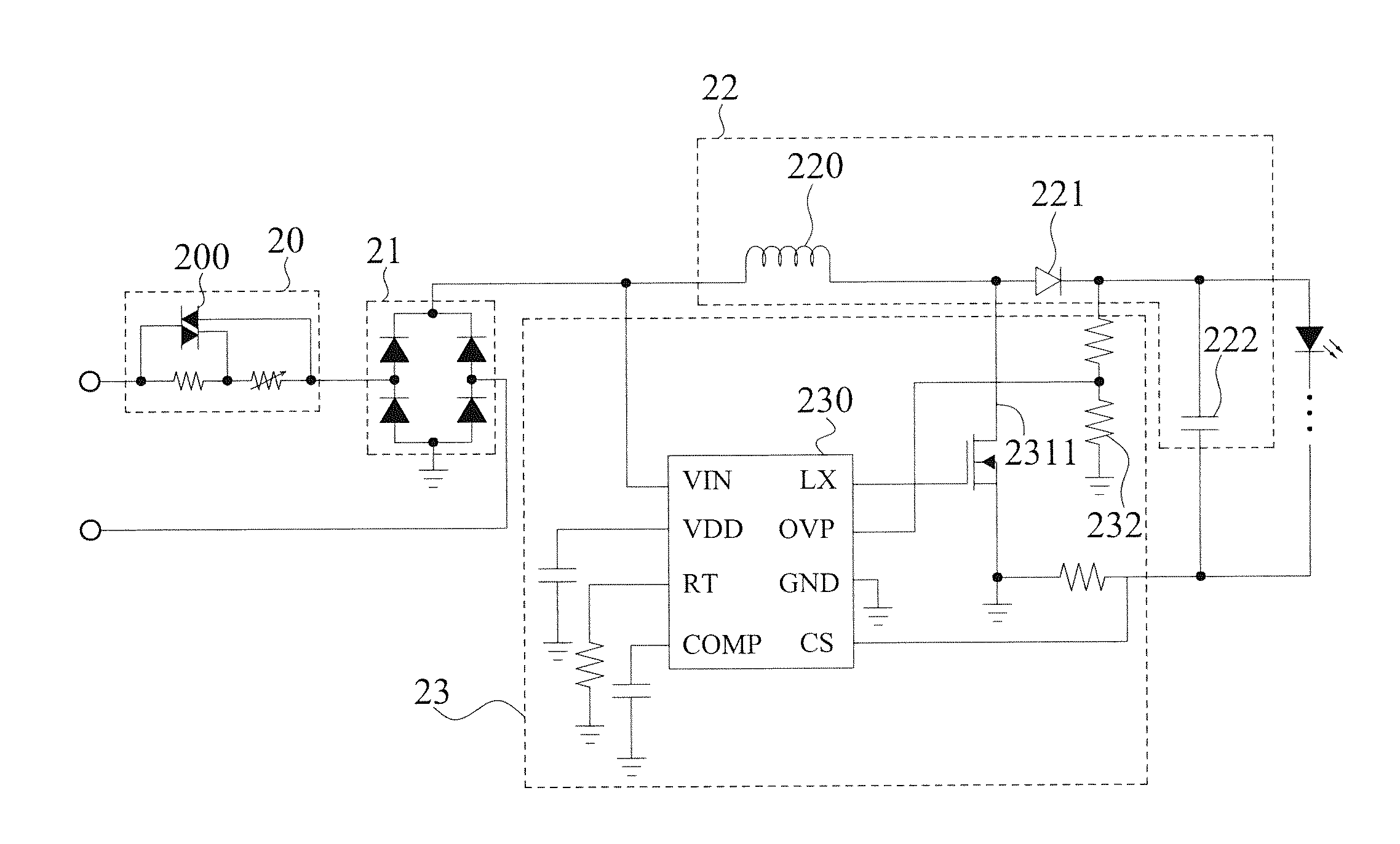 LED driver circuit for supplying triac holding current by using controllable current source