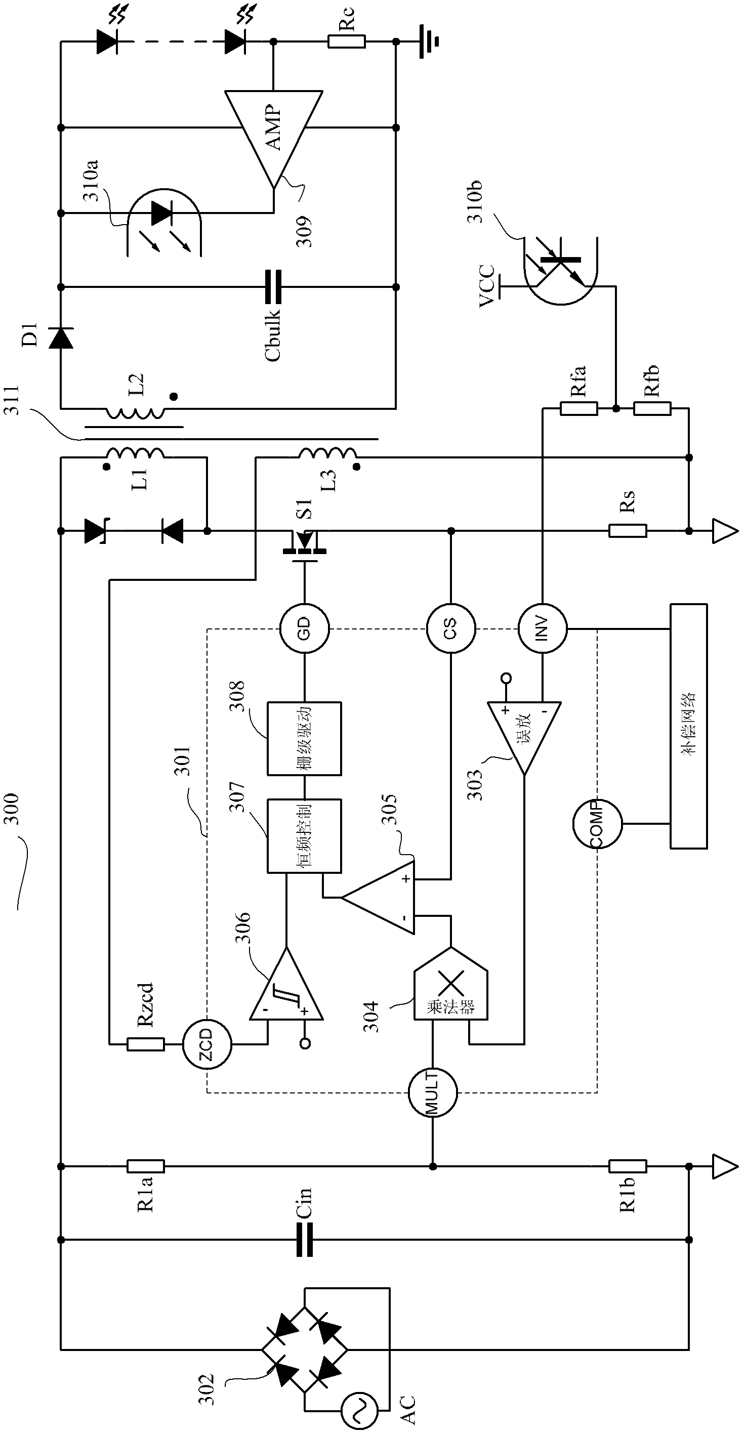 LED drive circuit and switch power supply containing drive circuit