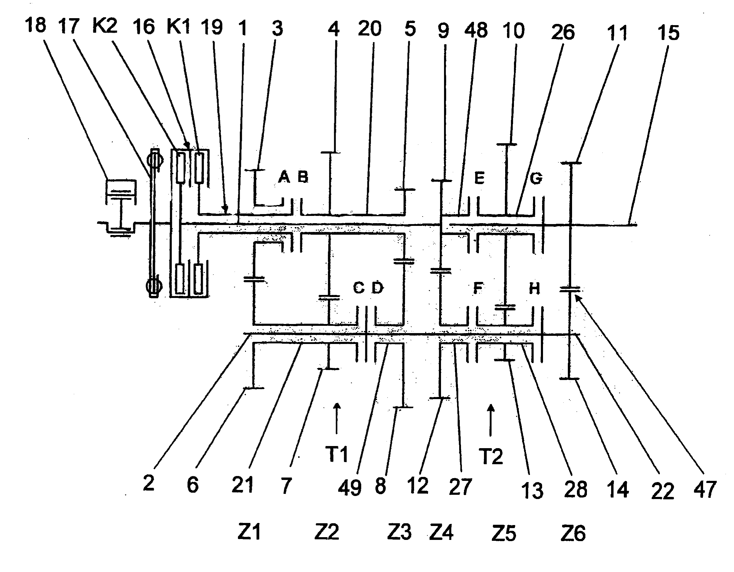 Double clutch winding transmission