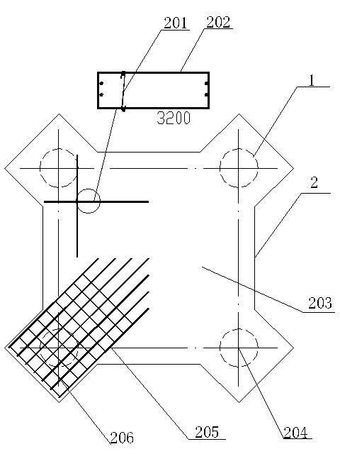 Concrete-filled steel tubular high-pile tower footing structure of tower crane and construction method thereof