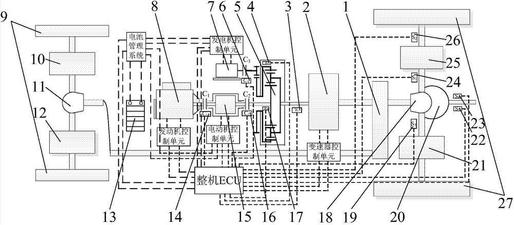 Series-parallel hybrid power tractor power system and control method thereof