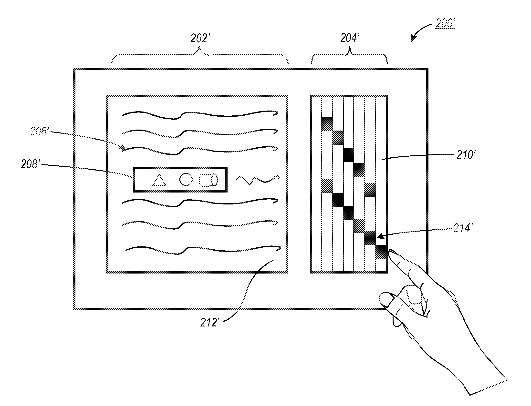 Riffler interface for an electronic reading device
