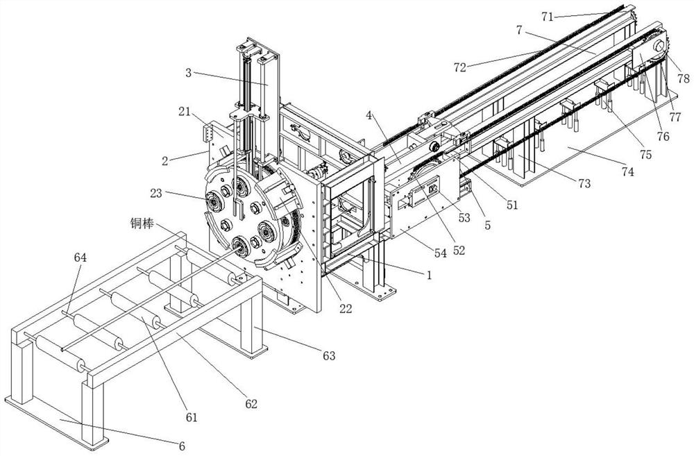 A double-chain multi-mode peeling device for copper rods