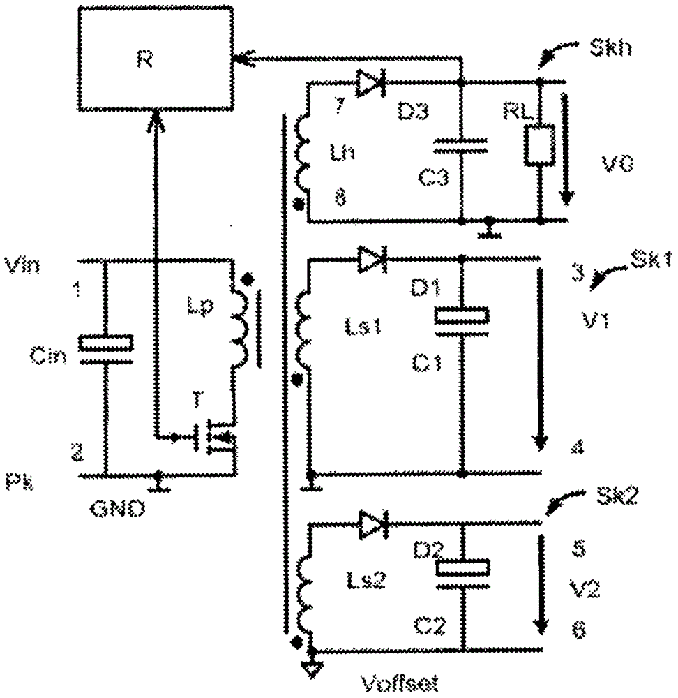 Switching regulator for producing a plurality of dc voltages