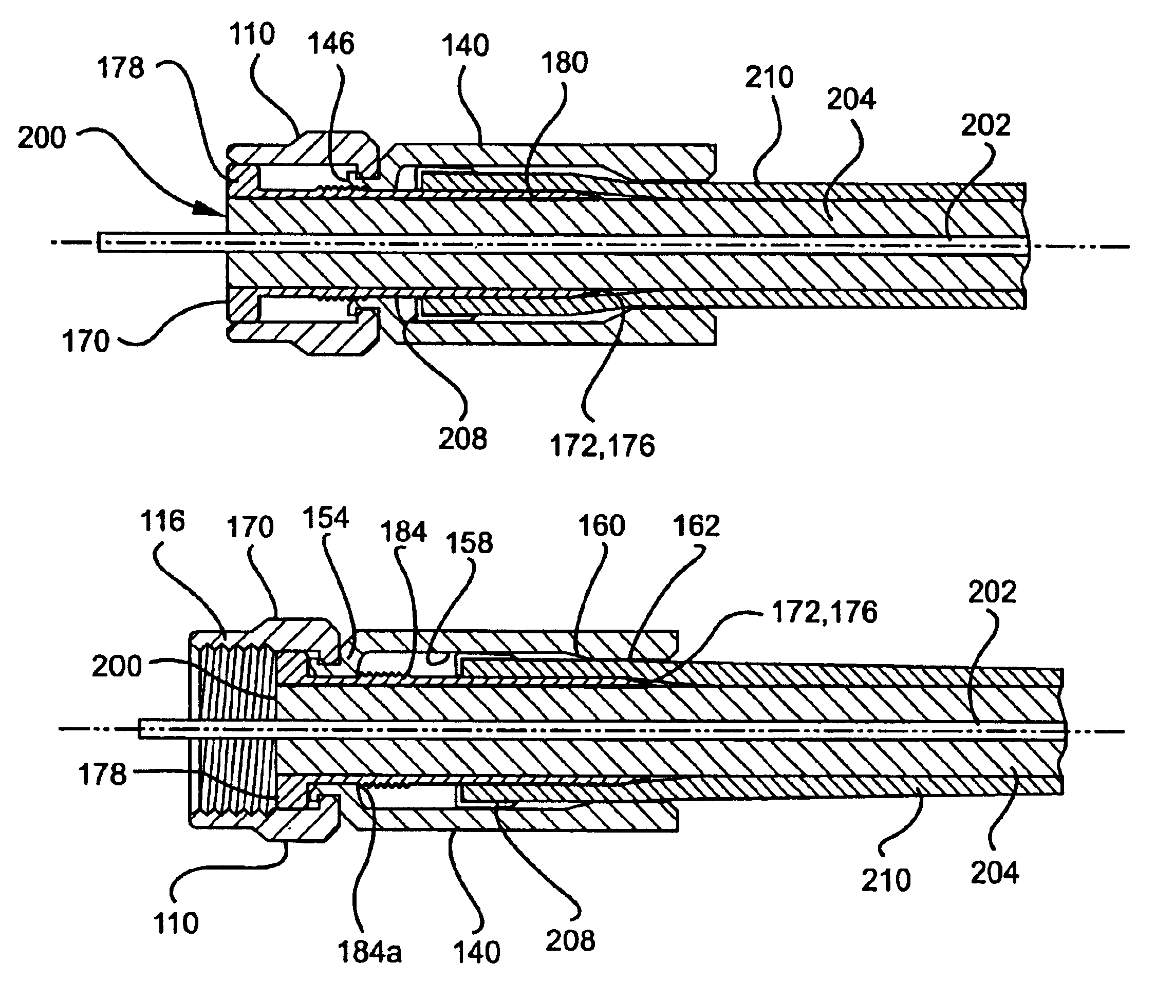 Sealed coaxial cable connector and related method