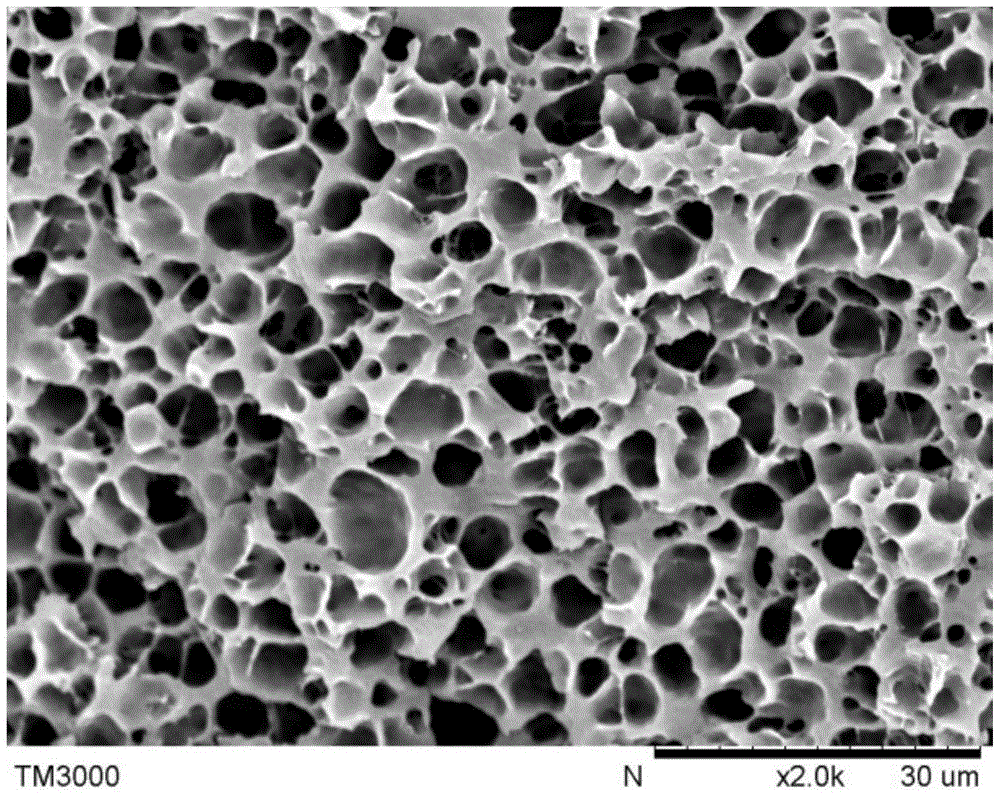 Method for preparing polymeric open cell foam material