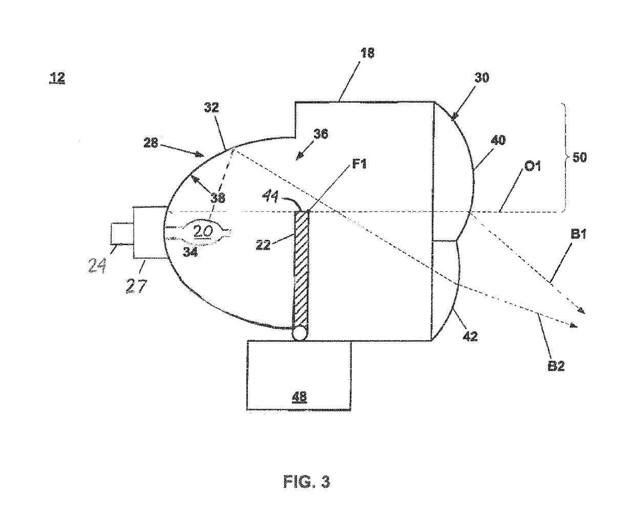 Partially coated vehicle halogen lamp capsule for projector headlight