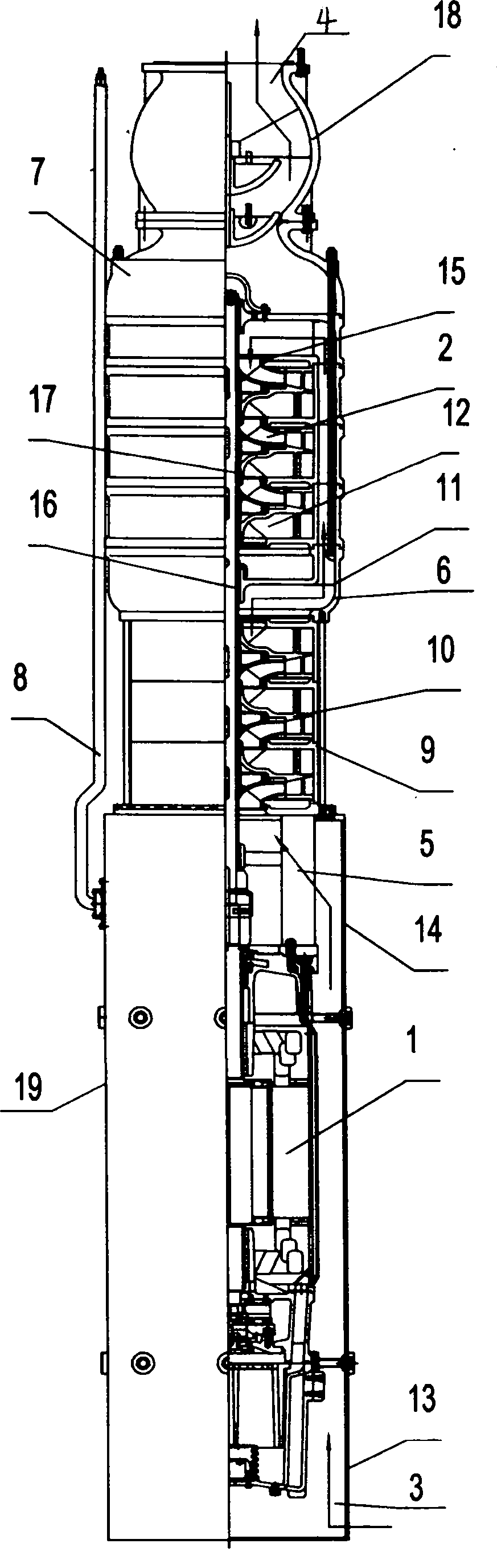 Single downdraft electric driving pump structure capable of automatically balancing axial force