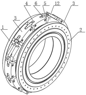 Clamping chain type connecting device for large-diameter vacuum flange butt joint