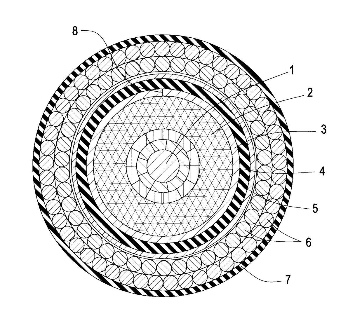 Electricity transmission cable with mass-impregnated paper insulation