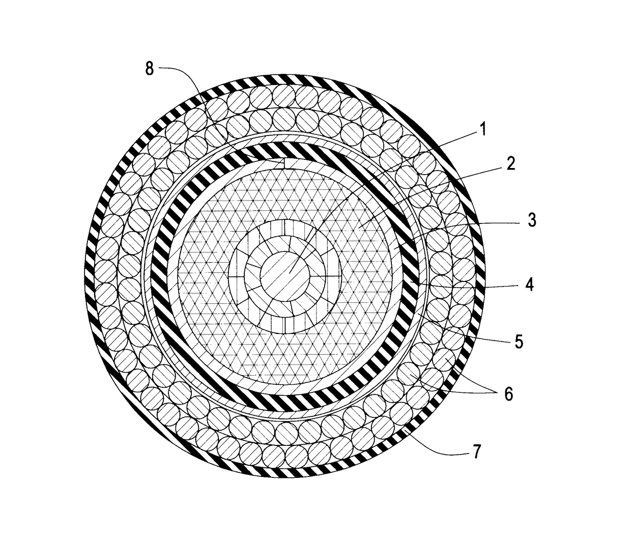 Electricity transmission cable with mass-impregnated paper insulation