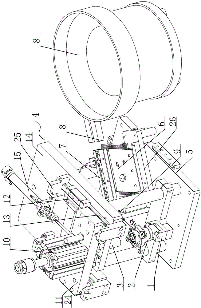 Clamp spring conveying press-in structure