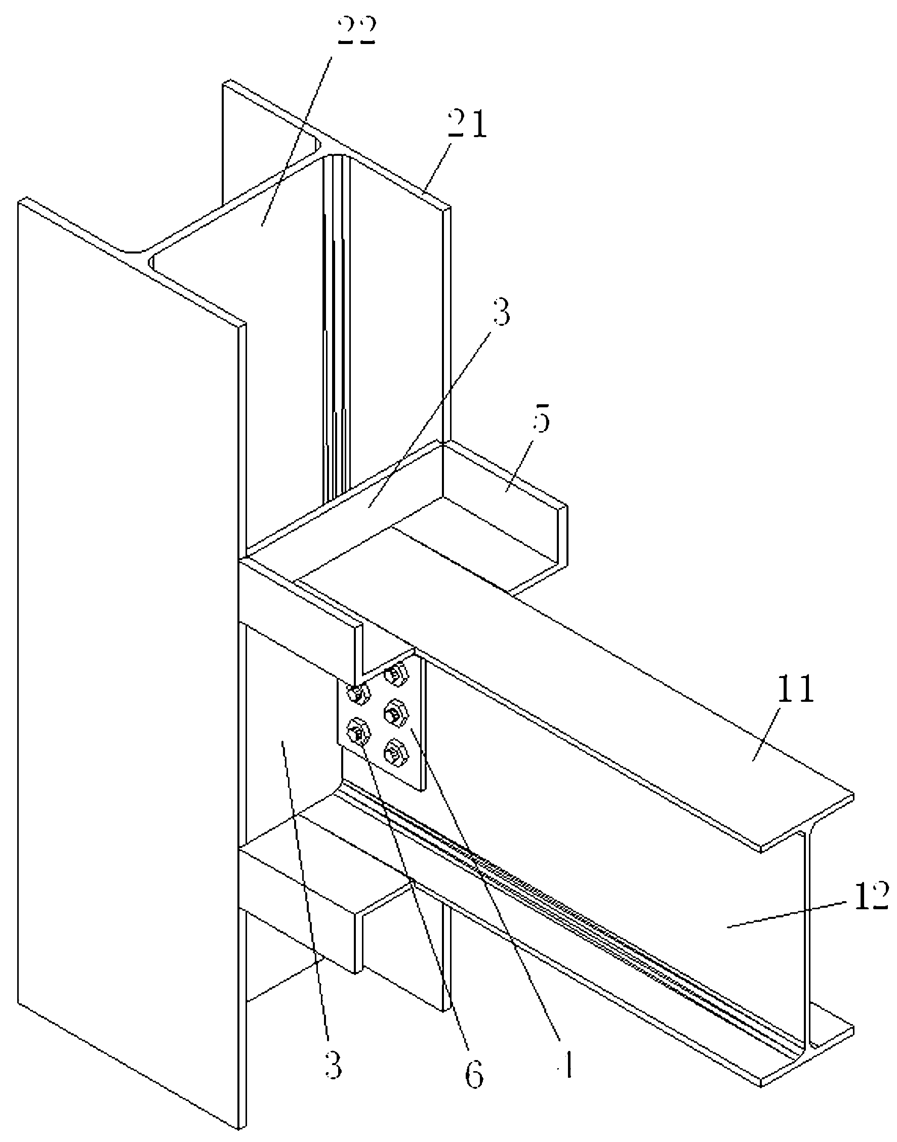 Rigid connecting structure for H-shaped column in weak shaft direction and H-shaped beam and manufacture method thereof