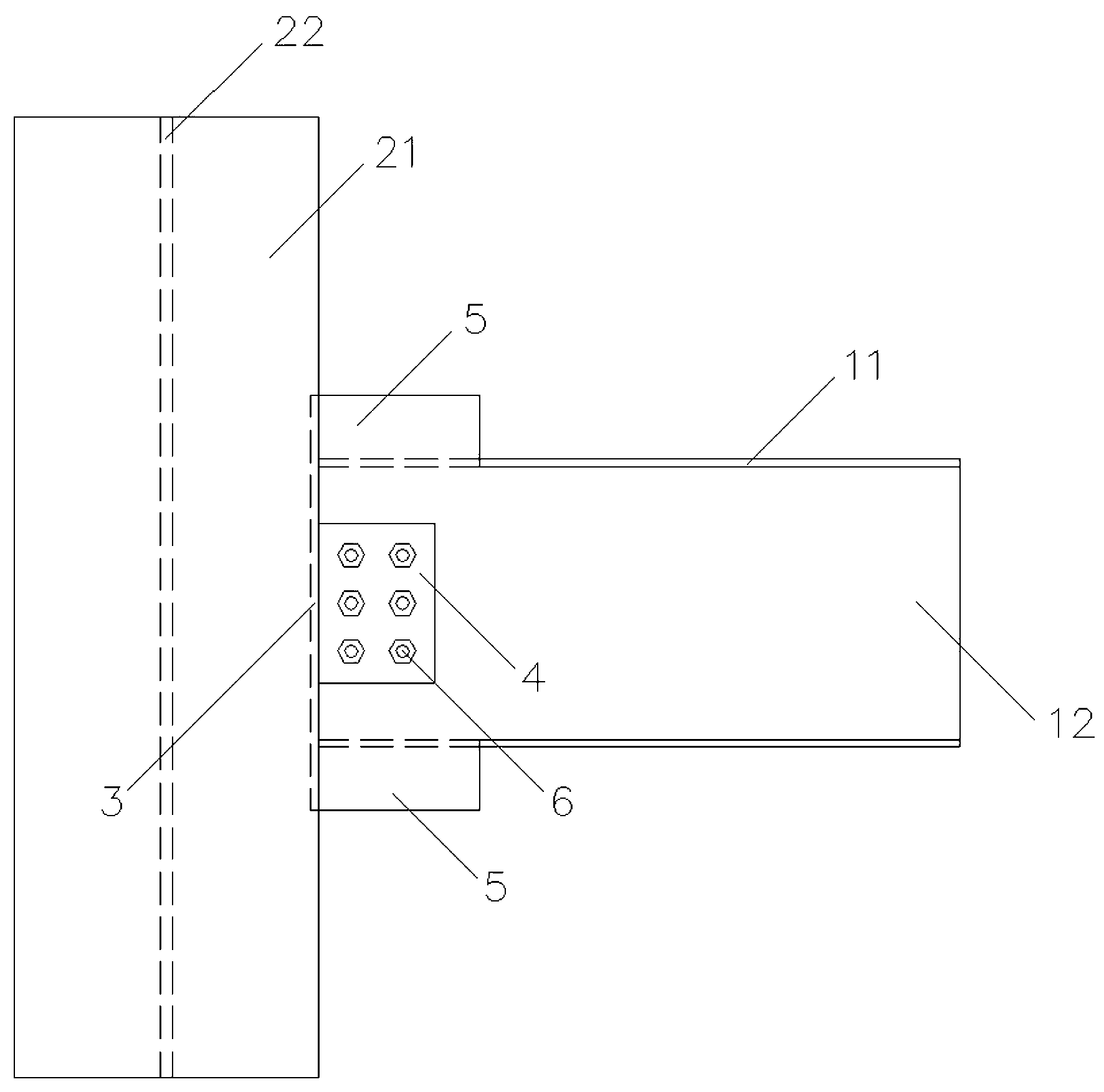 Rigid connecting structure for H-shaped column in weak shaft direction and H-shaped beam and manufacture method thereof