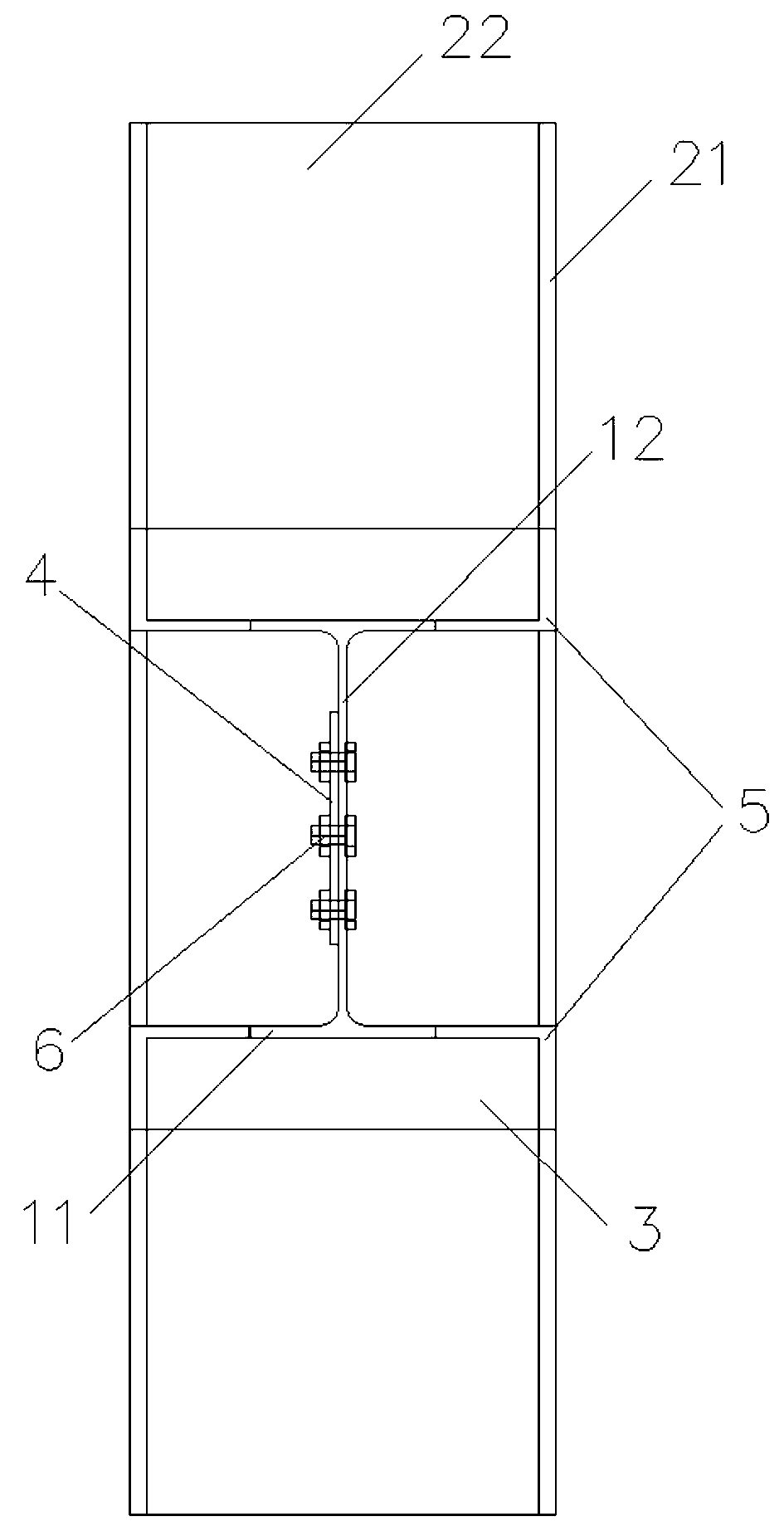 Rigid connecting structure for H-shaped column in weak shaft direction and H-shaped beam and manufacture method thereof