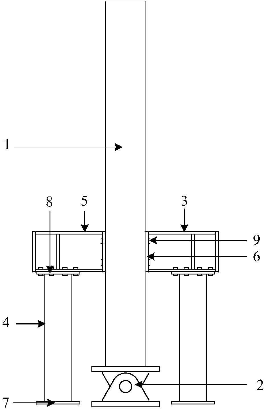 One-way connecting column base node with additional lateral-resistance shearing wall and functions recoverable after earthquake