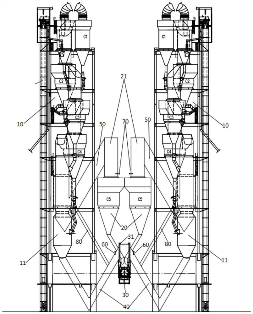 Novel dry-process cement kiln tail preheating system