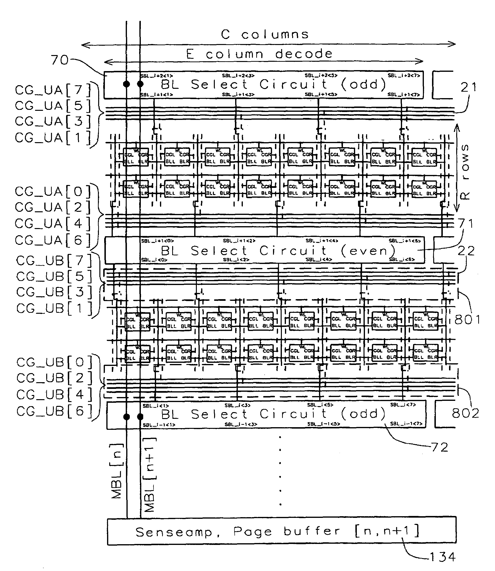 Nonvolatile memory array organization and usage