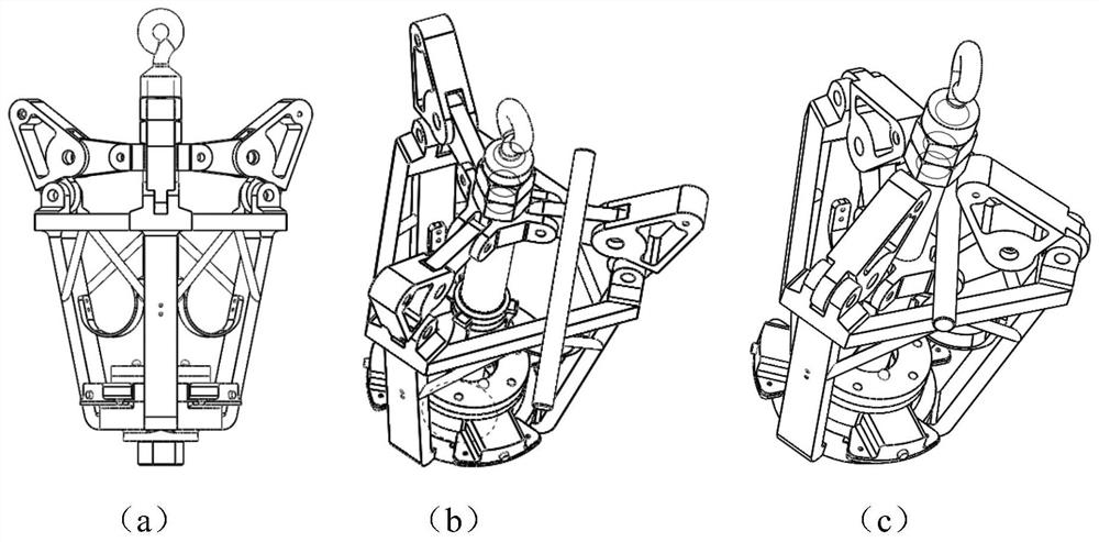 A connecting rod type aerial recovery and hooking device