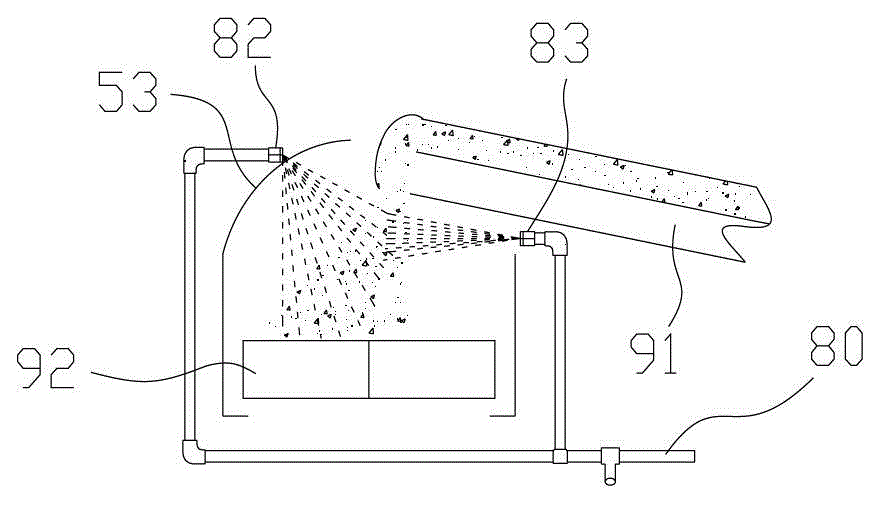 Dust suppression and fall system used in process of conveying high-dust material by belt type conveyor