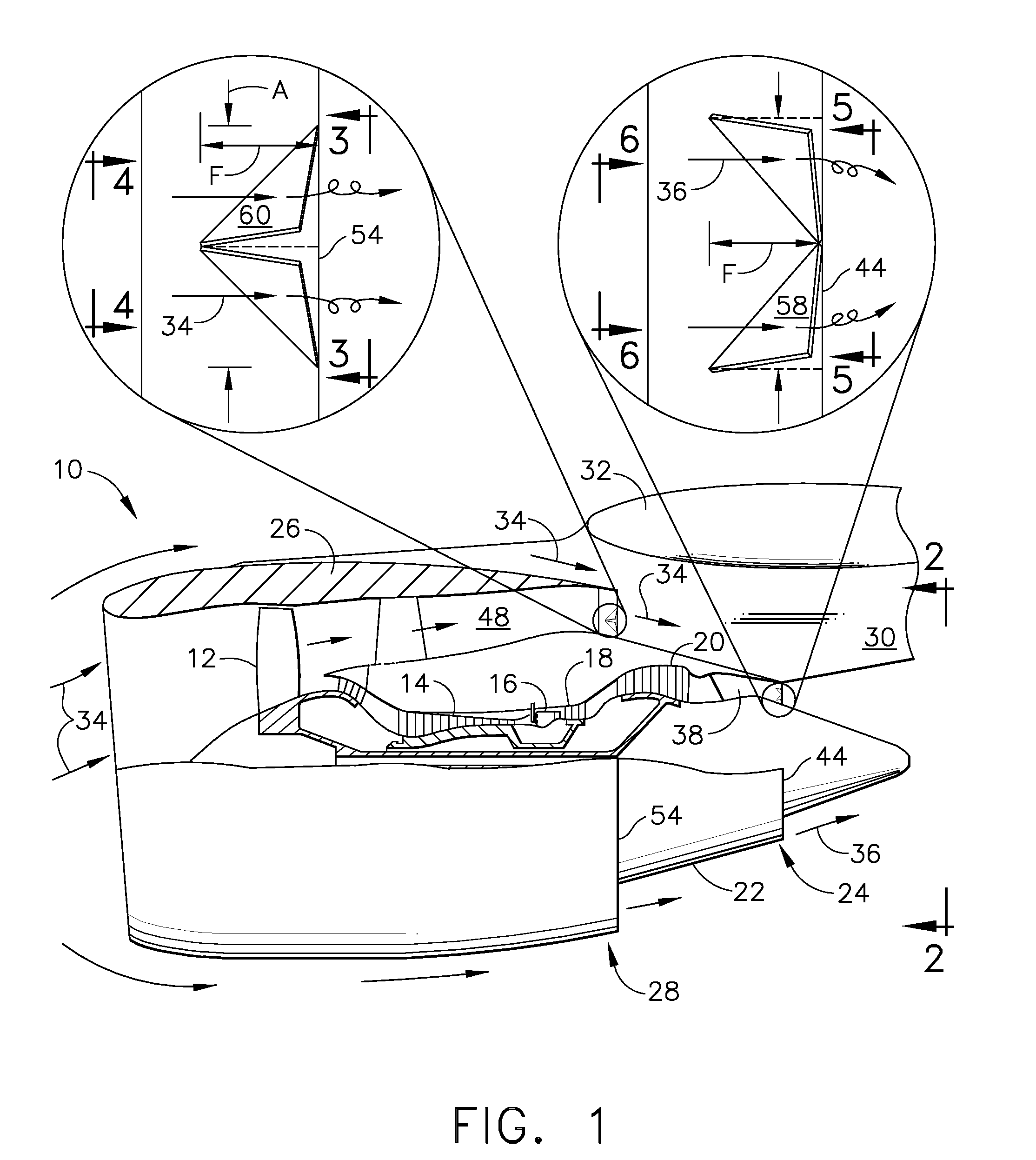 Duplex tab exhaust nozzle