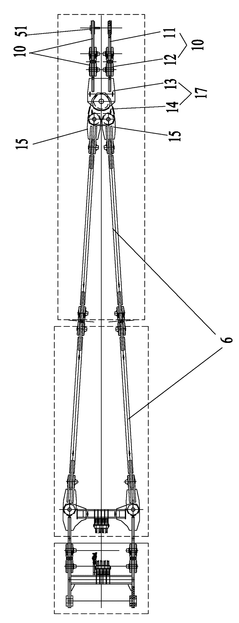 Tower crane, pull rod structure for balance arm thereof and mounting method for structure